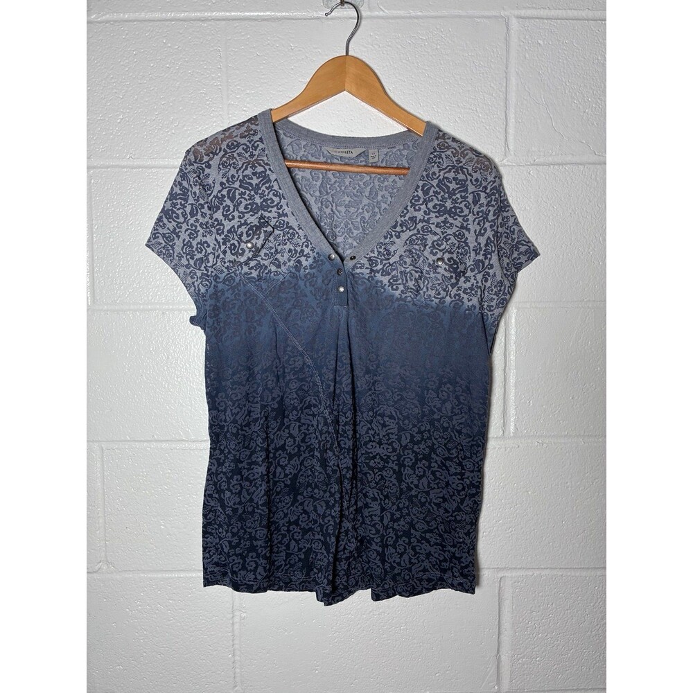 Athleta floral blue ombre sheer cutout top